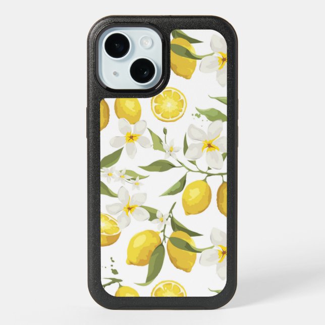 Vintage Lemon Tree Pattern iPhone 15 Case (Back)