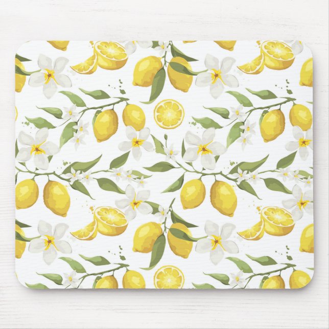 Vintage Lemon Tree Pattern Mouse Pad (Front)