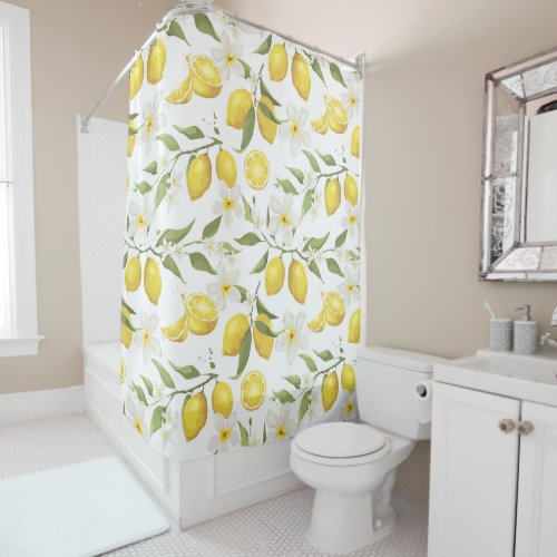Vintage Lemon Tree Pattern Shower Curtain