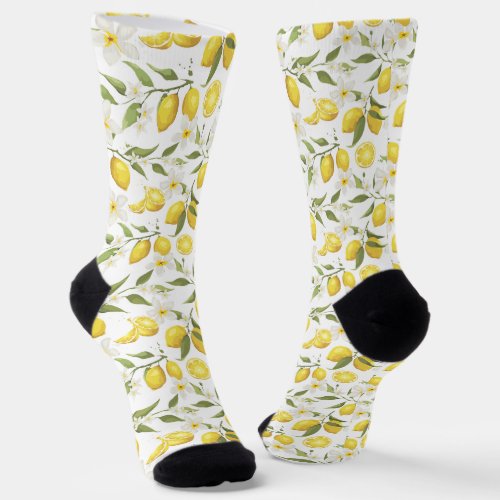 Vintage Lemon Tree Pattern Socks