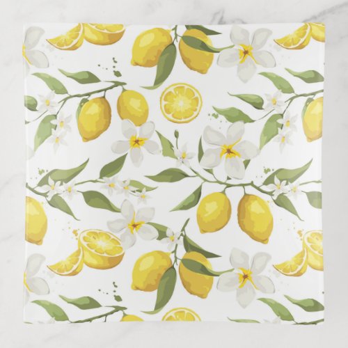 Vintage Lemon Tree Pattern Trinket Tray