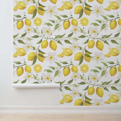 Vintage Lemon Tree Pattern Wallpaper