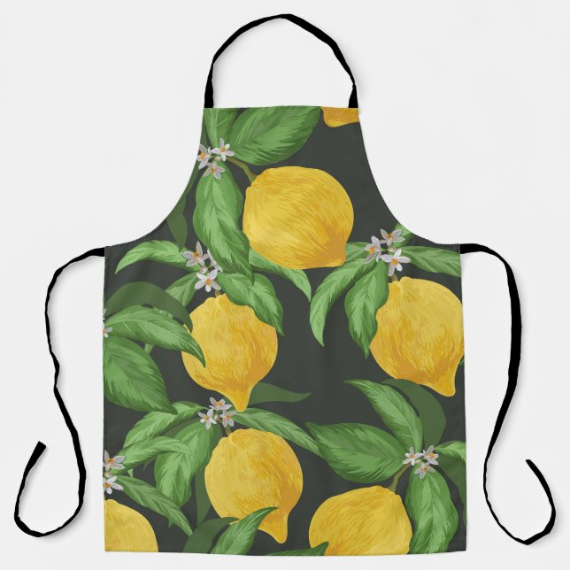 Vintage Lemon Tropical Pattern Apron (Front)