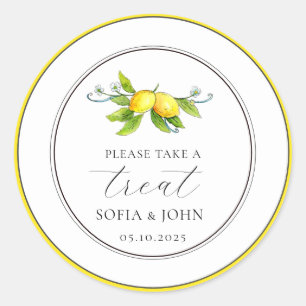 Vintage Lemon Wedding Treat Classic Round Sticker