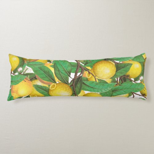 VINTAGE LEMON WITH LEAVES BODY PILLOW