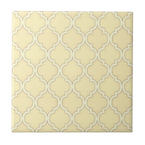 Vintage Lemon Yellow Moroccan Trellis Design Ceramic Tile