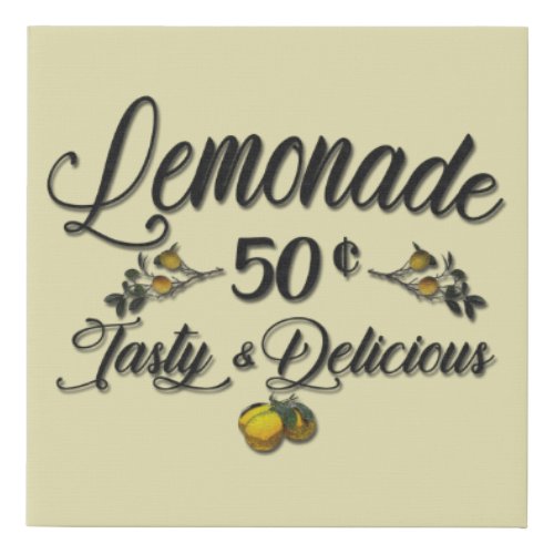 Vintage Lemonade Sign Canvas_ In Bisque