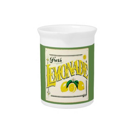 Vintage Lemonade Sign Lemon Summer Fruit Beverage  Beverage Pitcher