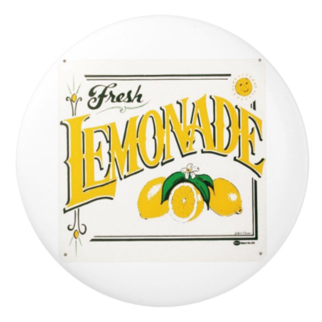 Vintage lemonade sign lemon summer fruit ceramic knob (Front)