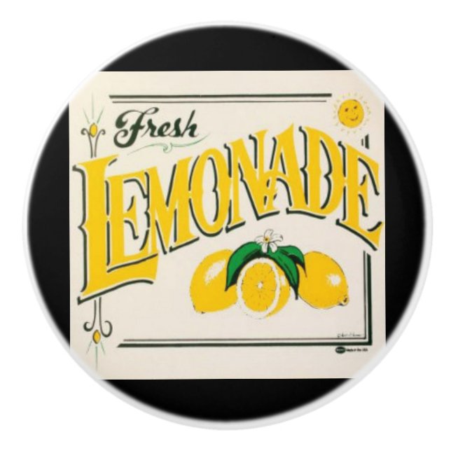 Vintage lemonade sign lemon summer fruit ceramic knob (Front)