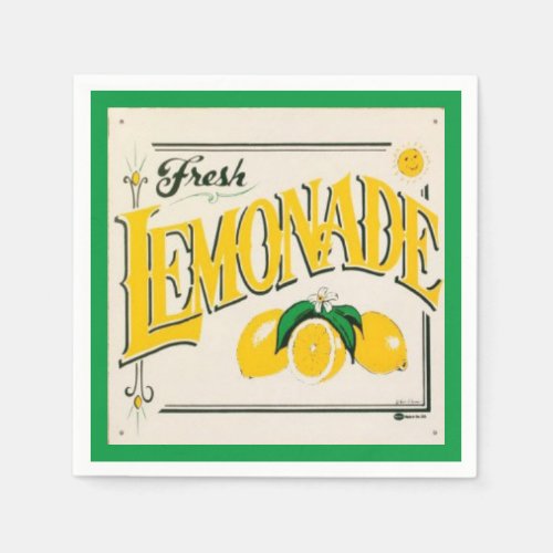 Vintage lemonade sign lemon summer fruit  napkins