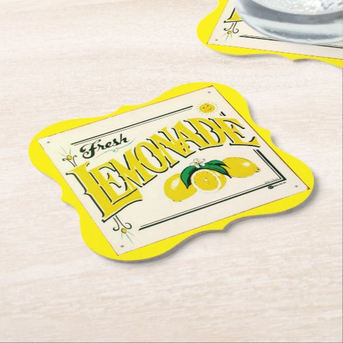 Vintage lemonade sign lemon summer fruit paper coa paper coaster