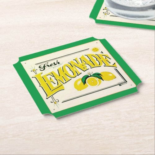 Vintage lemonade sign lemon summer fruit paper coa paper coaster