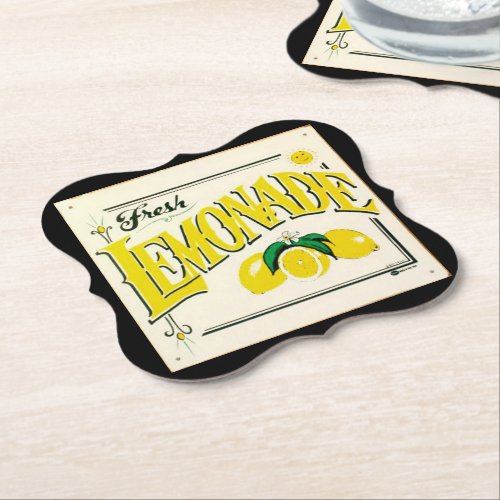 Vintage lemonade sign lemon summer fruit yellow paper coaster