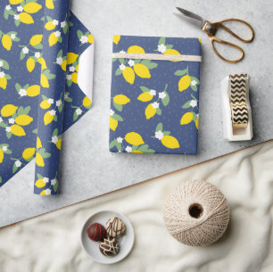 Vintage Lemons and Greenery Pattern Wrapping Paper