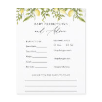 Vintage Lemons Baby Advice and Predictions Card