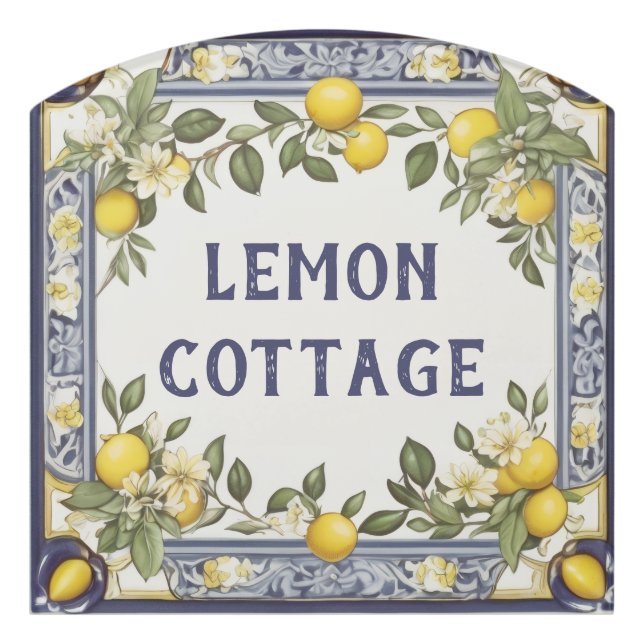 Vintage Lemons Custom House Name Plate Plaque Sign (Contour Front)
