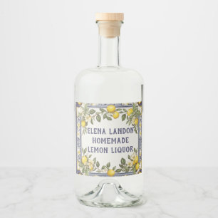 Vintage Lemons Custom Name Limoncello Lemon Liquor Liquor Bottle Label