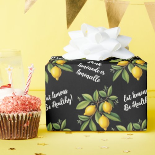 Vintage Lemons Lemonade Healthy Custom Text Wrapping Paper