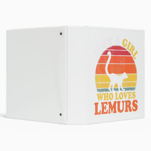 Vintage Lemur Lover Just A Girl Who Loves Lemurs.p 3 Ring Binder
