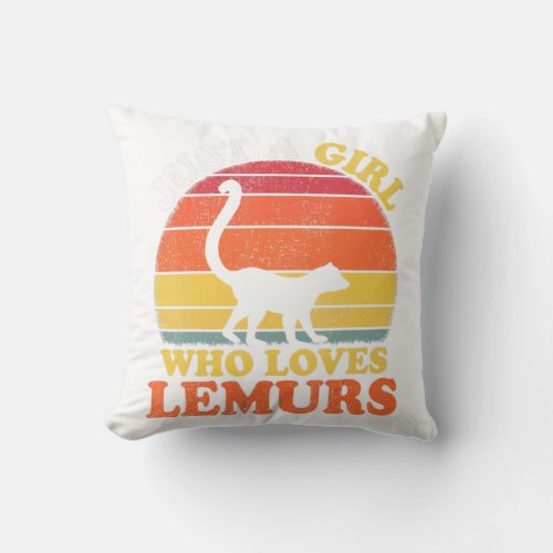 Vintage Lemur Lover Just A Girl Who Loves Lemursp Throw Pillow