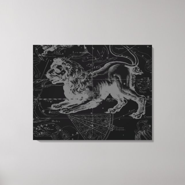 Vintage Leo Constellation MapHevelius 1690 Canvas Print (Front)