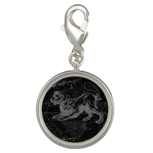 Vintage Leo Constellation MapHevelius 1690 Charm (Front)