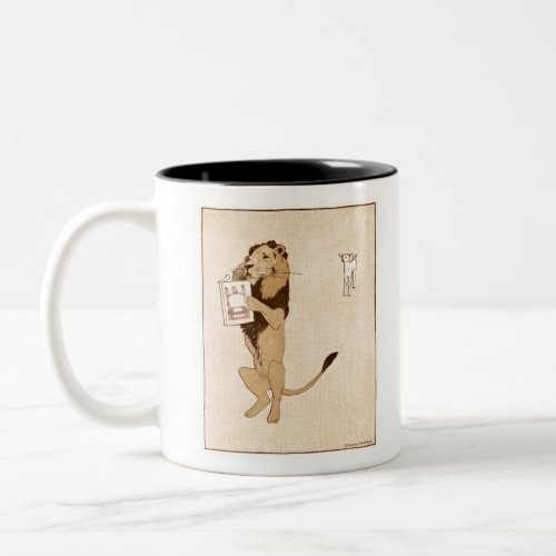 Vintage Leo Lion and a book by Edward Penfield Two_Tone Coffee Mug