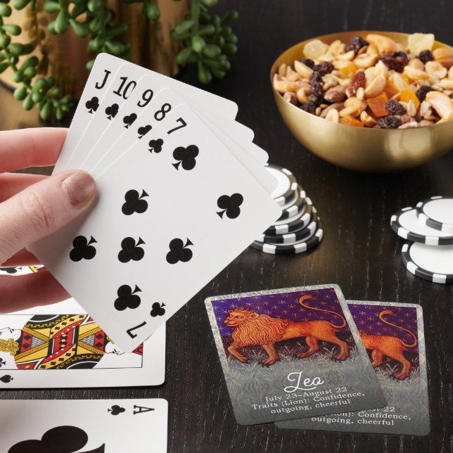 Vintage Leo Lion Zodiac Sign Horoscope   Poker Cards (In Situ)