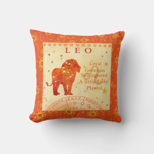 Vintage Leo Retro Zodiac Throw Pillow