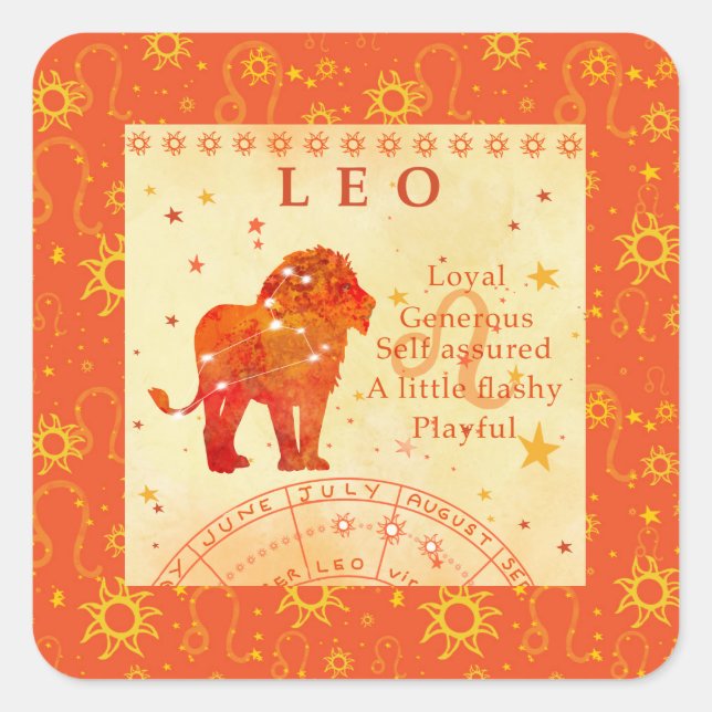 Vintage Leo Zodiac Traits Square Sticker (Front)