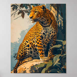 Vintage Leopard Art Poster