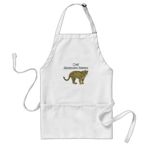 Vintage Leopard Cheetah Spotted Cat Drawing Adult Apron