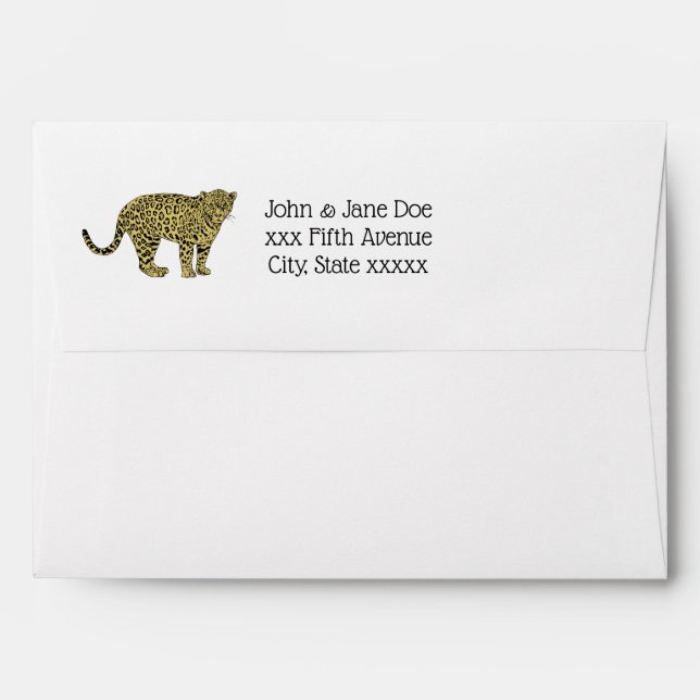 Vintage Leopard Cheetah Spotted Cat Drawing Envelope (Back (Top Flap))