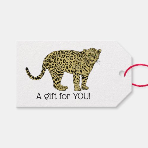 Vintage Leopard Cheetah Spotted Cat Drawing Gift Tags