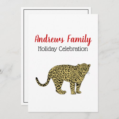 Vintage Leopard Cheetah Spotted Cat Drawing Invitation