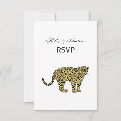 Vintage Leopard Cheetah Spotted Cat Drawing RSVP Card