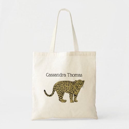 Vintage Leopard Cheetah Spotted Cat Drawing Tote Bag