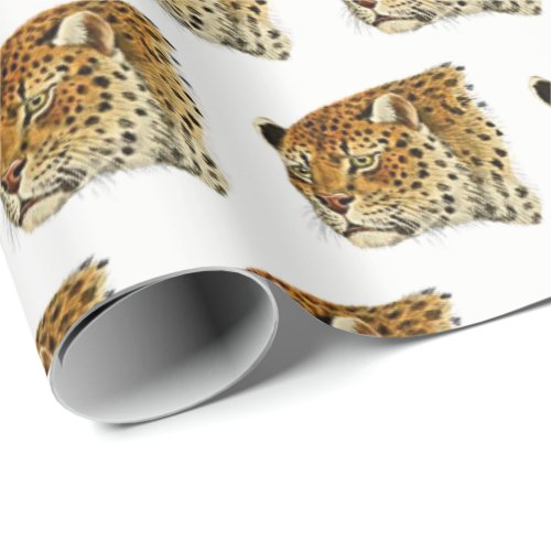 Vintage Leopard Cheetah Spotted Cat Head Wrapping Paper