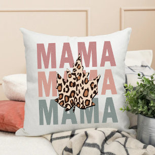 Vintage Leopard Mama Cute Best Mom Anniversary Throw Pillow