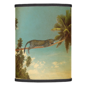 Vintage Leopard Palm Tree Beach Lamp Shade