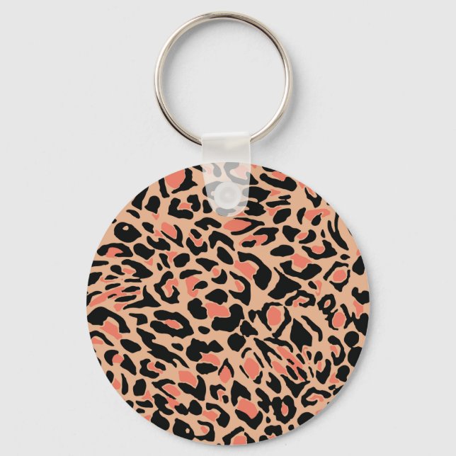 Vintage Leopard Pattern Design Keychain (Front)