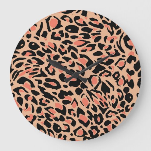 Vintage Leopard Pattern Design Large Clock