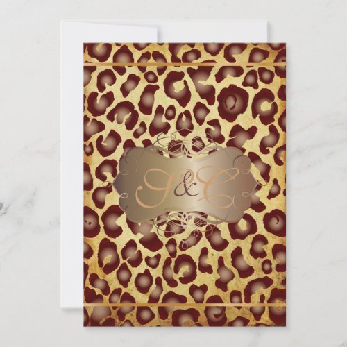 Vintage Leopard +pearl swirls  Wedding Invitations