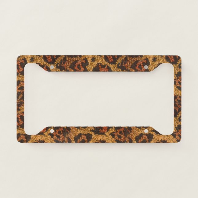 Vintage Leopard Print License Plate Frame (Front)