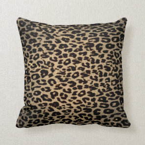 Vintage Leopard Print Skin Fur Throw Pillow