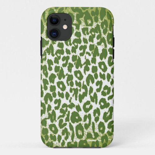 Vintage Leopard Print Skin Fur with Green iPhone 11 Case