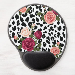 Vintage Leopard Print with Roses Mouse Pad