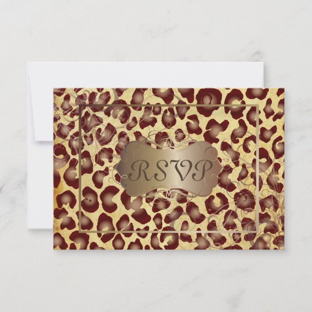 Vintage Leopard RSVPs require 5x7 invitations (Front)