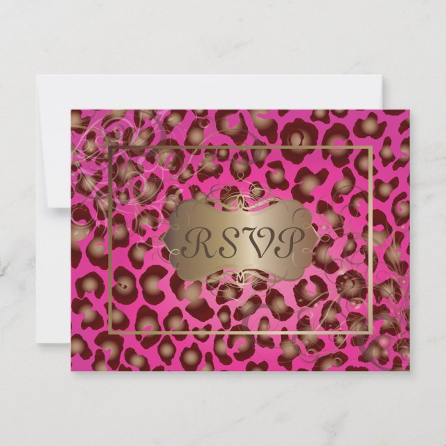 Vintage Leopard RSVPs require 5x7 invitations (Front)